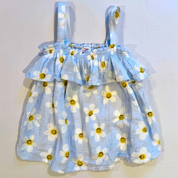 Hanna Andersson Other - Hanna Andersson Smocked Tank Top Girls 6-7 120 cm Happy Daisies Cotton Muslin